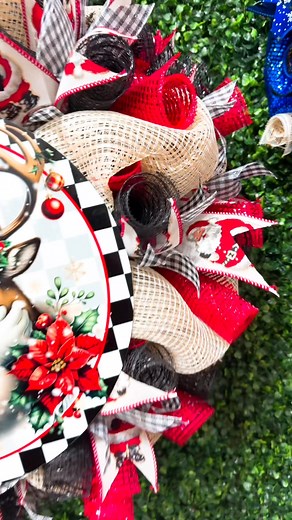 2.1K views · 39 reactions | ✨ Just finished this stunning Santa reindeer-themed wreath, and we're in love with how it turned out!  It's decorated with gorgeous Christmas ribbons and mesh, perfectly complemented by a charming Santa sign. 歷 This wreath is sure to bring a festive touch to any door! What do you think? Let us know in the comments! ❤️ #ChristmasDecor #WreathMaking #SantaWreath #HolidayCheer | The Perfect Piece Tx | Facebook