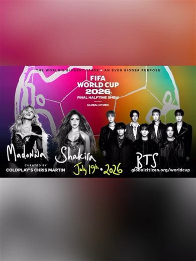 Madonna, Shakira y BTS serán protagonistas del primer espectáculo de medio tiempo de la final de la Copa Mundial de la FIFA 2026. El anuncio fue hecho por Chris Martin, vocalista de Coldplay, y personajes de Plaza Sésamo. El espectáculo recaudará recursos para el Fondo de Educación Global Citizen de la FIFA. #Latinus #InformaciónParaTi #FIFAWorldCup