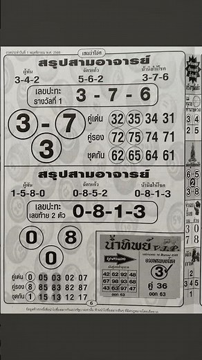 Thai Lottery New paper 01/11/25#3dlotterythai #3dlotterythailivethailottery