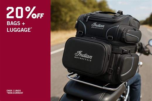 🧳Gear up, folks! Indian Motorcycles is slashing 20% off bags and luggage*. It's time to saddle up and haul in style. #PackinSeriousStyle #Indianmotorcycle #RoadTripReady #FortWorthIndian | Fort Worth Indian Motorcycle