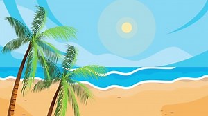 summer season animation with beach seascape ,4k video animated