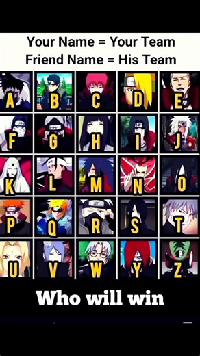 Naruto Alphabet Team Battle 🔥 Who Wins_ Naruto _ Madara _ Jiraya _ Itachi _ Obito _#narutoshippuden