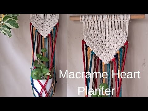 DIY Colourful Heart Macrame Planter | Easy Tutorial for Beginners