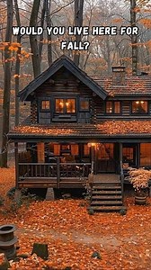 Autumn cabin retreat moments like this feel timeless and deeply comforting. Nestled inside a misty forest, this rustic wooden cabin glows softly as warm light spills through its windows, contrasting beautifully with the carpet of fallen orange leaves. The quiet porch, stacked firewood, and weathered logs create a feeling of safety, warmth, and belonging. Surrounded by tall trees and gentle fog, this forest cabin feels like a place where life slows down and peace takes over. A cozy cabin in autum