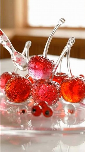 【AI ASMR】透明感あふれるガラス果物と氷とガラスの癒し音｜炭酸の音【short版】 #asmr