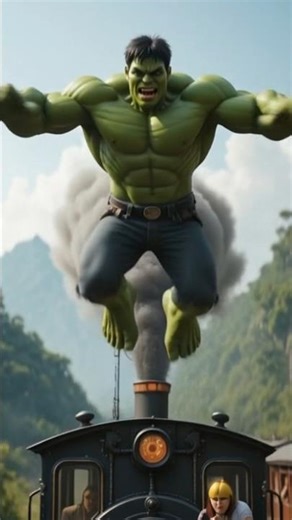 Passengers Shocked as Hulk Saves the Train! 🚆🔥#hulkstory #hulk #trains #passengertrain