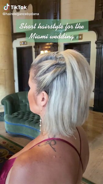 #miamiwedding #shorthairwedding #shorthairbridesmaid #twistedhairupdo #halfuphair makeup by @beccaalper