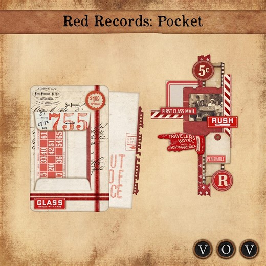 Red Records Pocket Kit Vintage Junk Journal Ephemera Insert Pocket With Labels Tags - Etsy