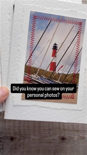 Make photo greeting cards on your sewing machine (or with hand stitching) #cardmaking