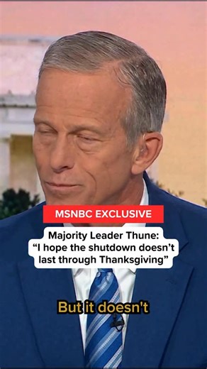 25K views · 94 reactions | In an exclusive @msnbc interview, #WayTooEarly’s @alivitali pressed Senate Majority Leader John Thune on how long the government shutdown could last, which he says he ‘hopes won’t stretch through Thanksgiving’ — but Vitali reminded him: “Hope is not a guarantee.” Watch the full interview in our link in bio. | Morning Joe | Facebook