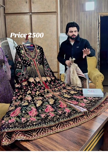 Draft Clear 😂 Premium Velvet Maksey – Winter Princess Gown Style (3 Piece) ✨ Experience true winter luxury with this Premium Velvet Maksey Winter Princess Gown, crafted for an elegant and royal look. The inner part is made with premium tissue fabric, beautifully finished with a delicate organza patch, giving comfort with class. The upper gown is pure velvet, featuring front & back premium embroidery with fine detailing that makes this outfit truly outclass. Hand-made neck work, sitari & sequenc