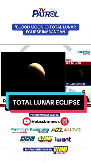 Dinagsa ang PAGASA Astronomical Observatory sa University of the Philippines Diliman campus para masilip sa kanilang teleskopyo ang total lunar eclipse. Lagpas 7:00pm ngayong Martes nagsimula ang total eclipse kung saan natatakpan ng madilim na anino ng mundo ang buwan. Ang susunod na total lunar eclipse na masasaksihan dito sa Pilipinas ay mangyayari mismo sa bagong taon ng 2029, lampas ng 12:00 am. #weather #totaleclipse #eclipse #totallunareclipse #tvpatrol