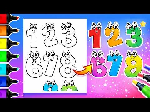 Numbers Coloring 🔢🎨 | Learn Numbers and Colors | Coloring Video