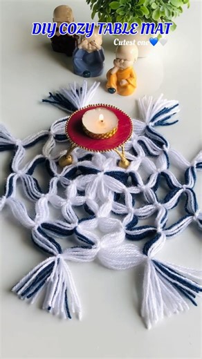 DIY Table Mat…….🤍💙#diy #craft #satisfying #art #trending #handmade