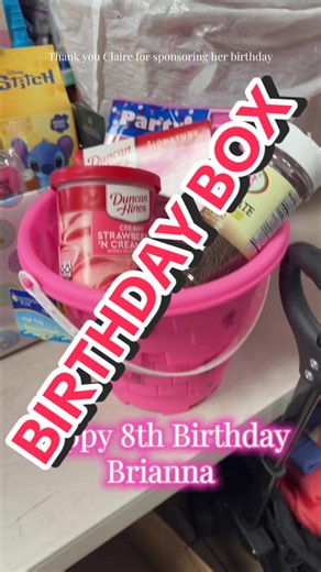 Let’s make a birthday box!!! 🎉Happy 8th Birthday Brianna 🩷🎂🥳 Thank you Claire for sponsoring her birthday. (To sponsor a birthday-Link in Bio) 💜 #WeGotYou #birthday #girl #stitch #fyp
