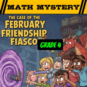 February Math Mystery 4th Grade | Valentine's Day Math | Fractions, Geometry