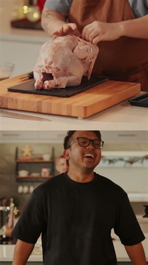Chef vs. cameraman… who’s getting spatchcocked? 🦃