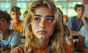 A group of attentive students listens intently as their teacher shares insights, embodying curiosity and engagement in a vibrant classroom atmosphere