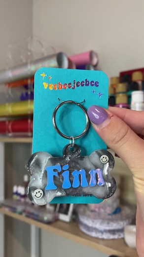 custom tag for Finn!🤍 #dogmoms #petmoms #custompettags #customdogtags #petparents