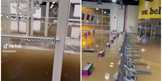 Man trapped in gym during major flood shares footage of the dramatic ordeal