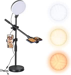 UTEBIT Zoom Lighting for Computer, Desktop LED Circle Halo Light with Phone Holder, 6'' Dimmable Computer Ringlight for Laptop, for Conference Video Calls, Live Streaming, Podcast, Selfie