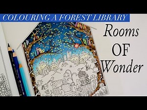 Colouring the Forest Library in Rooms of Wonder | Johanna Basford | Polychromos | Colour along