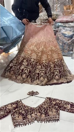 AWESOME BEIGE PEACH DOUBLE SHADE CROP TOP LEHENGA❤️ #Lehenga #Wedding #Shorts #Viral