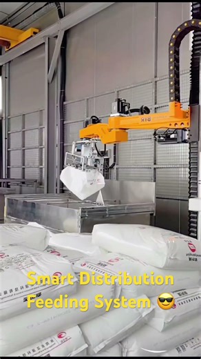 Smart Distribution Feeding System 😎 #automation #robotics #baghandling #factoryautomation