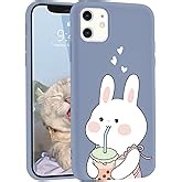 Cartoon Funny Animal Cat Rabbit Clear Soft Phone Case Compatible with iPhone Case (Rabbit,for iPhone 15)