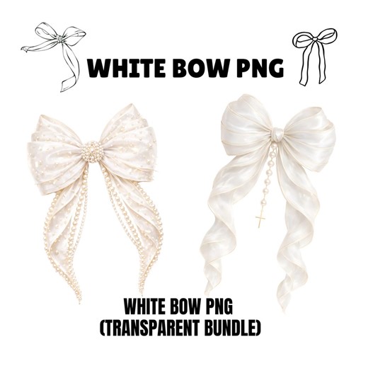 White Bow Clip Art, PNG Clipart, Ivory Coquette Cross PNG, Elegant Ribbon Religious Digital Download, Transparent Background - Etsy
