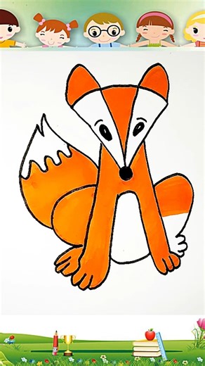 Cute Fox Cartoon Drawing 🦊 | Easy Step-by-Step Art #shorts #trending #funny #art #like #cute