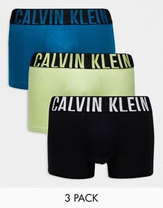 Calvin Klein intense power cotton stretch trunks 3 pack in multi | ASOS