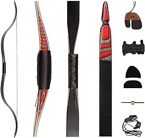 PMZ Archery 58" Recurve Bow Horsebow Longbow Traditional Bow Archery Set (40, Bow Without Arrow Rest)