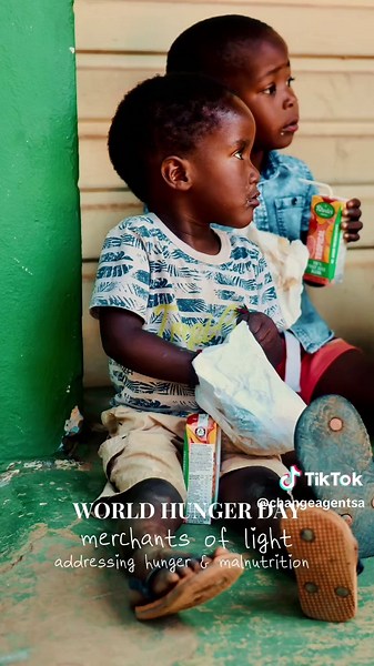 WORLD HUNGER DAY • Today we acknowledge this important day, a reminder of the importance of the work we do as Merchants Of Light. Hunger kills more than AIDS, Malaria and Tuberculosis combined. In South Africa 10 000 children die each year when malnutrition is listed as an underlying factor alongside other illnesses, accounting for about a third of all child deayhs of children under the age of five. With 1000 children who die directly because of severe acute malnutrition. South Africa faces a se