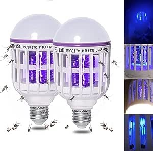 2 Pack Bug Zapper Light Bulbs, Mosquito Light Bulb Zapper 2 in 1 Mosquito Zapper Bulb UV LED Bug Light Bulbs for Patio and Indoor