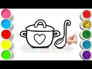 How to draw kitchen Utensils for kids| Cooking pot Drawing Easy Step by Step Tutorial Made for kids