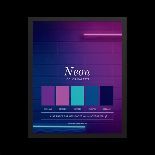 Neon Color Palette Print, Printable Wall Art, Instant Digital Download, Hex Codes Design - Etsy