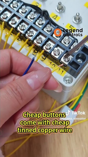 Attention business owners! The cheap elevator buttons you buy often come with this kind of cheaply made, tin-plated wire! We insist on using pure copper wire, not because it's more expensive, but because we're committed to safety! You get what you pay for. Don't ruin your reputation to save a few dollars! #elevator #lift #foryou #fyp #factory #Lebanon #Kuwait #UAE #Qatar #Oman #SaudiArabia #manufacture #buttons