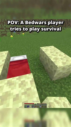 POV: Bedwars Player Tries Survival 😂 #minecraft