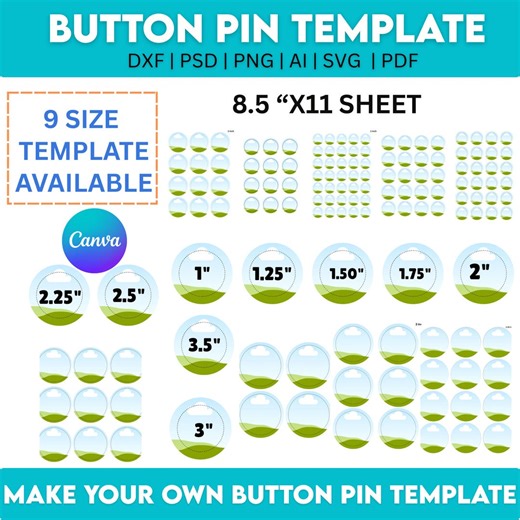Button Pin Mockup, Round Pin Back Mockup Editable Canva Template, Drag and Drop, Customizable Circle Button Pin Mockup, Product Display, POD