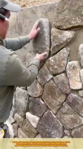 Natural Stone Masonry Skill Best Technique for Worker Perfect Wall Arranging #workprocess