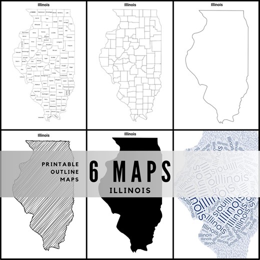 Printable Illinois Maps / State Outline and Labeled Geography Sheets / Letter‑size Educational Printables for Teachers and Students - Etsy Australia