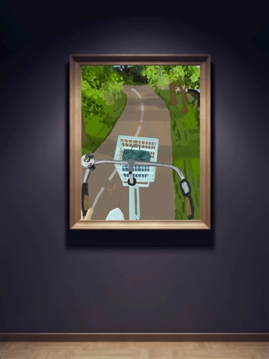 Rough Bike Scenery Digital Painting | Colorful Green Scenery - Etsy