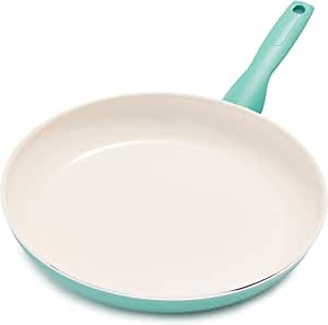 GreenPan Rio Healthy Ceramic Nonstick 10" Frying Pan Skillet, PFAS-Free, Dishwasher Safe, Turquoise