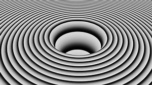 4K video illusion animation of falling in the center of circle black and white color pattern structure, seamless loop motion graphics.