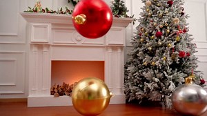 Jetec 3 Pcs 17" Christmas Inflatable Ball Ornament with Glitter Cloth Cover, Large PVC Xmas Blow Up Ornaments Holiday Blow Ball for Yard Outdoor Lawn Porch Decorations (Laser)