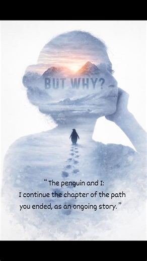 ✨RJ_SophiyaRuthPrakash✨🧿 on Instagram: "“Footprints fade, but journeys continue.” #penguin🐧 #penguin #trendyreel #reels #rj_sophiyaruthprakash Create an artistic double exposure image using the silhouette and features of the person in the photo. Blend their portrait with a scene of a vast Antarctic landscape. Inside the boundaries of the person's form, show a solitary penguin walking away across the snow toward distant leaving foot print, foggy mountains. Introduce a soft, inspiring sunrise gl