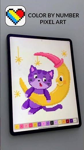 Pixel Art Coloring Book 🎨 Color by Number FUNNY DOODLES CAT | Relaxing Coloring Game #shorts #games