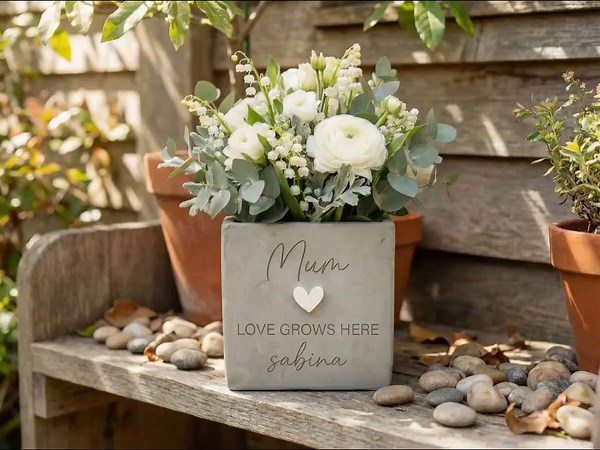 Personalized Concrete Planter Pot, Custom Minimalist Flower Pot, Mother’s Day Gift, Engraved Plant Pot, Gift Pot for Besties,graduation Gift - Etsy