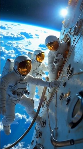 Astronauts Floating in Space While Earth is Behind 🌍 | Space Scene 🚀 #shorts